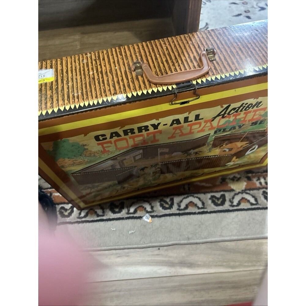 Vintage Louis Marx Carry Fort Apache Play Set Cowboys Indians Figures Case